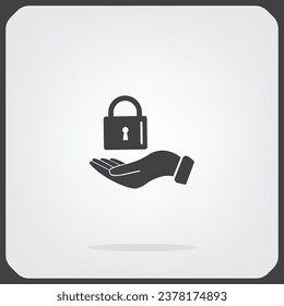 white lock icon in flat hands