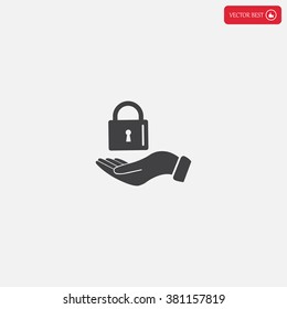 white lock icon in flat hands