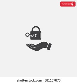 white lock icon in flat hands