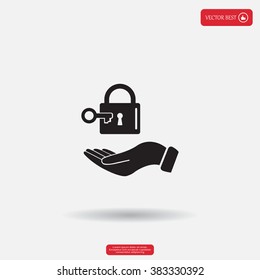 white lock icon in flat hands
