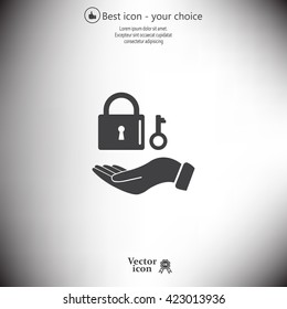 white lock icon in flat hands