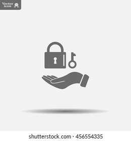 white lock icon in flat hands
