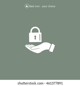 white lock icon in flat hands