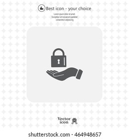 white lock icon in flat hands