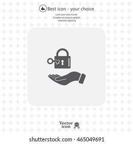 white lock icon in flat hands