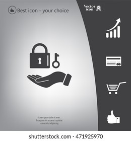 white lock icon in flat hands