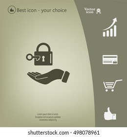 white lock icon in flat hands