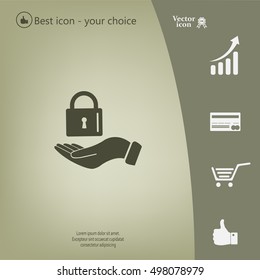 white lock icon in flat hands