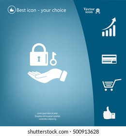 white lock icon in flat hands