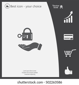 white lock icon in flat hands
