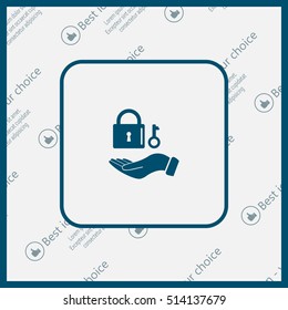 white lock icon in flat hands