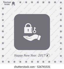 white lock icon in flat hands