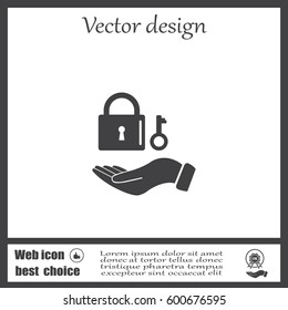 white lock icon in flat hands