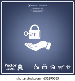 white lock icon in flat hands