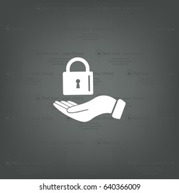 white lock icon in flat hands