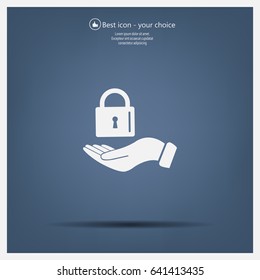 white lock icon in flat hands