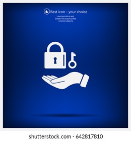 white lock icon in flat hands