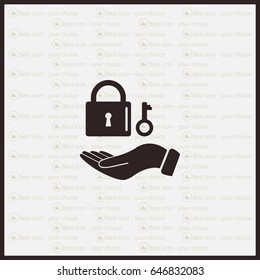 white lock icon in flat hands