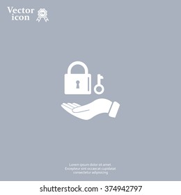 white lock icon in hand