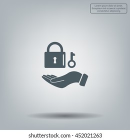 white lock icon in hand