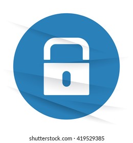 White Lock icon label on wrinkled paper