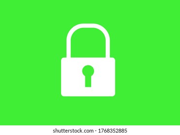
White lock on a green background