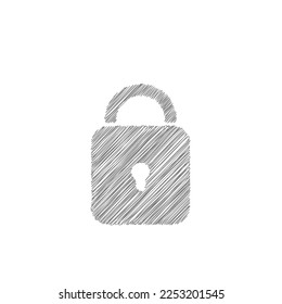 White lock sketch vector icon. Flat design