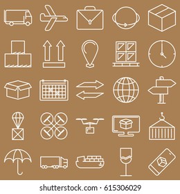 White Logistic and Delivery Vector Icons Set