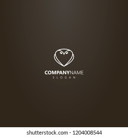 white logo on a black background. simple vector line art outline logo of owl shape