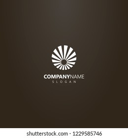white logo on a black background. vector flat art logo of sun with rays around