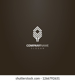 white logo on a black background. vector geometric line art logo of abstract decorative square diamond shape