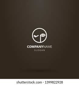 white logo on a black background. simple vector geometric line art logo of winking female eyes in a round frame