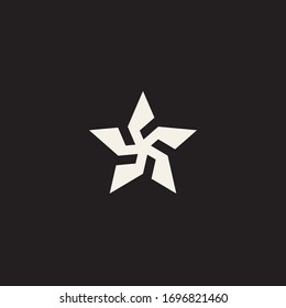 Plantilla de logotipo blanco aislada en fondo negro. Icono de estrella abstracta. Símbolo de estrella plana para juegos y sitios web. Ilustración de elemento vectorial en un estilo moderno.