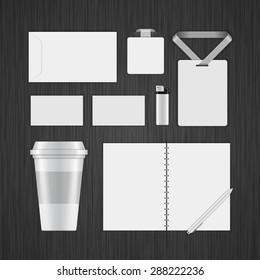 White Logotype presentation corporate identity template Mock up design elements. Vector Business stationery objects