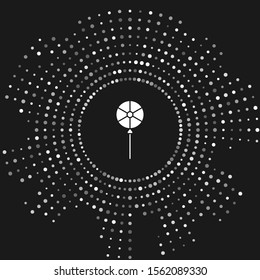 White Lollipop icon isolated on grey background. Food, delicious symbol. Abstract circle random dots. Vector Illustration