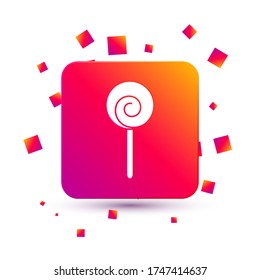 White Lollipop icon isolated on white background. Food, delicious symbol. Square color button. Vector Illustration