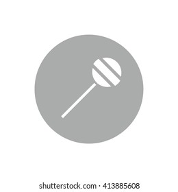 White lollipop icon vector illustration. Gray circle. Gray button