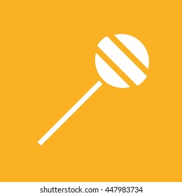 White lollipop icon vector illustration. Yellow background