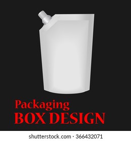 White Long Blank Plastic Pocket Bag. With Hang Slot. Mock Up Template For Your Design. Vector EPS10