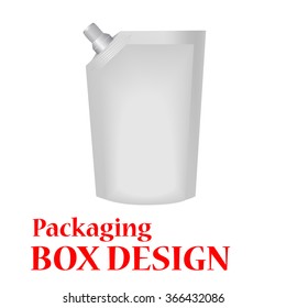 White Long Blank Plastic Pocket Bag. With Hang Slot. Mock Up Template For Your Design. Vector EPS10