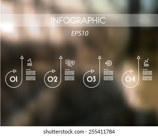 white long circle linear infographics four steps. infographic concept.