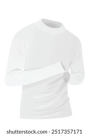 White long neck t shirt. vector illustration