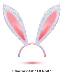 White long rabbit ears mask. Isolated vector illustration