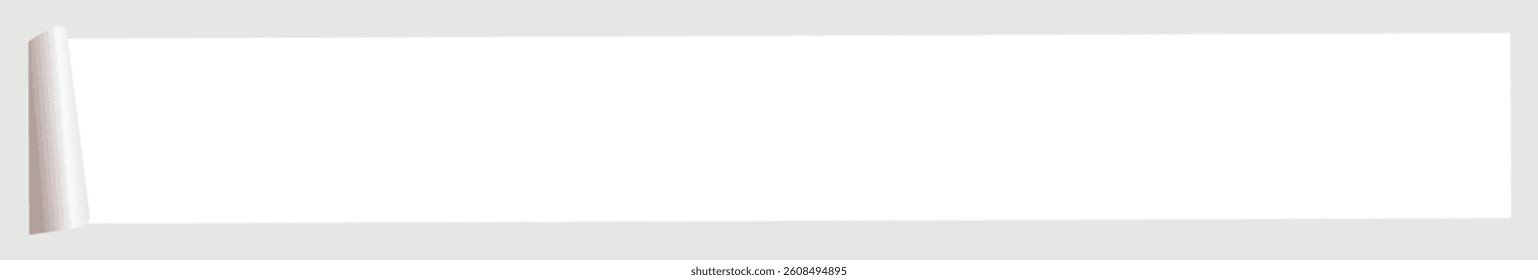 White Long Rectangle Peel Off Sticker on Grey Background