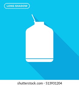 White long shadow keg vector icon on blue background