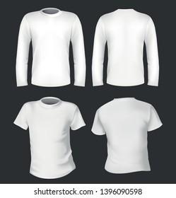 White long and short tshirt template vector