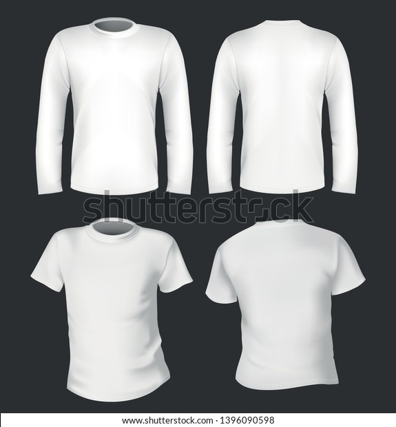 White Long Short Tshirt Template Vector Stock Vector (Royalty Free ...