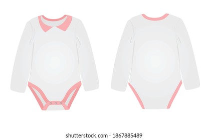 White long sleeve baby bodysuit. vector illustration