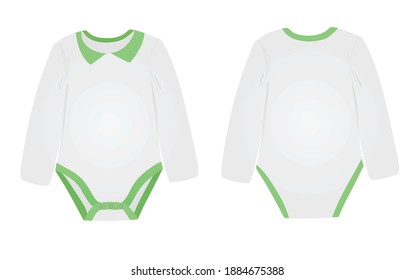 White long sleeve baby bodysuit. vector illustration