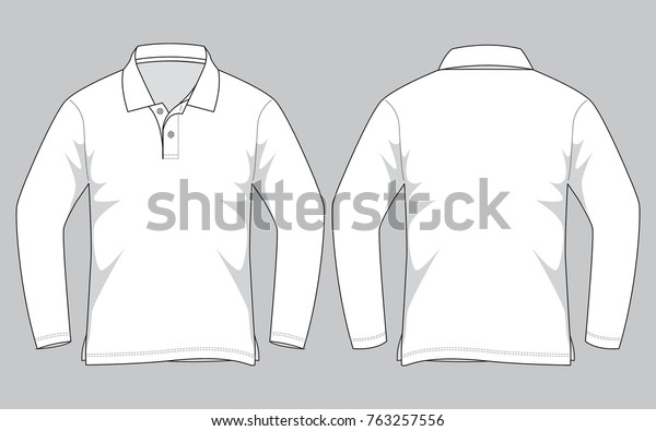 White Long Sleeve Polo Shirt Vector Stock Vector (Royalty Free) 763257556